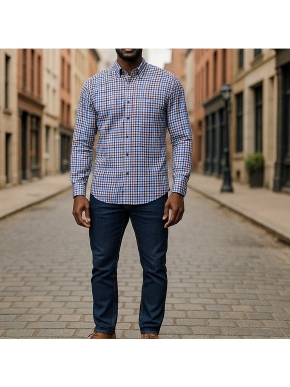 Robert Talbott Trim Fit Plaid Button Down Shirt Size Large 100% Cotton